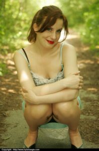 Silky satin slip in public